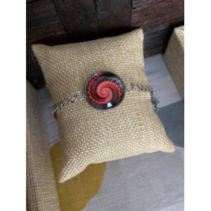 Bracelet cabochon spirale rouge et noire