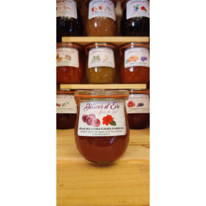 Pêche des vignes et fleurs d'hibiscus