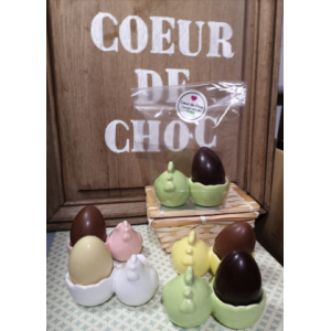Paques coquetier poule oeuf lait