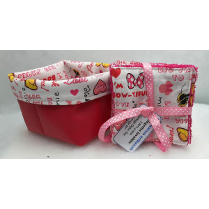 8 lingettes lavables éponge coton + panière