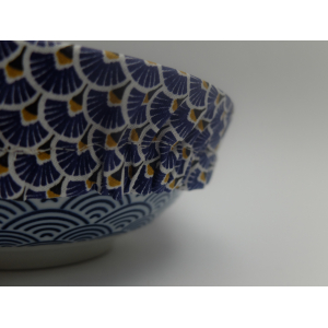 Charlotte plat s/16-19cm eventails bleus