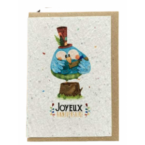 Carte à planter 'hibou joyeux anniversaire'