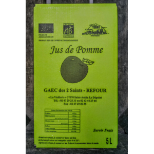 Jus de pommes du verger bio - bib de 5 l