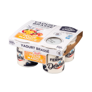 Yaourts brassés mangue-pêche