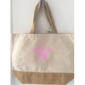 Cabas etoile rose pâle