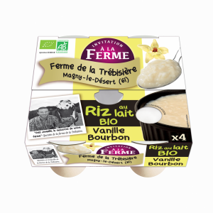 Riz au lait vanille fermier et bio 4x125g