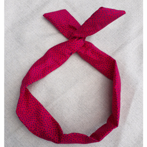 Bandeau rose à pois bleus