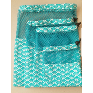 Sac à vrac filet bleu/vert