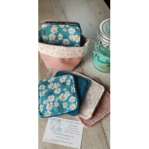Lot 4 lingettes marguerites + panier assorti