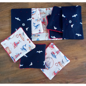 Cotons lavables mer avec pochette