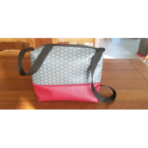 Sac à main simili bordeaux/imprimé gris