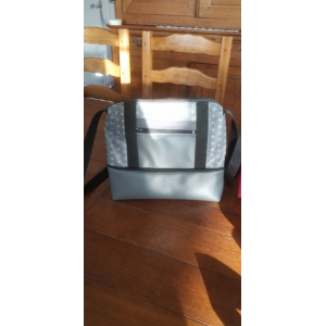 Sac à main simili gris/motifs gris