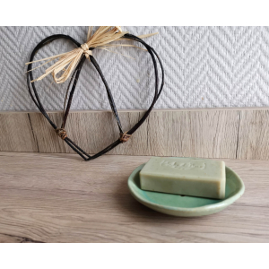 Porte savon en grès / vert émeraude
