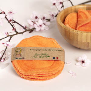4 lingettes réutilisables orange