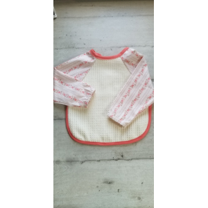 Bavoir à manches crème/petites roses