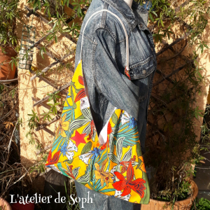 Sac 'fourre tout'  jaune à fleurs