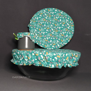 Couvre plat reutilisable fleur bleu