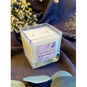 Bougie artisanale cube - mûre-myrtille