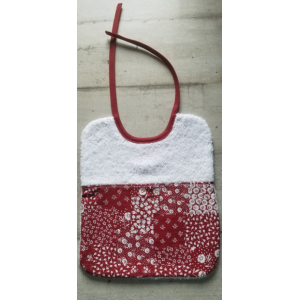 Bavoir rectangle blanc/bordeaux