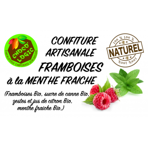 Confiture framboises à la menthe fraiche