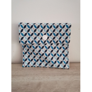 Pochette à savon/disques 'géométrique bleu'