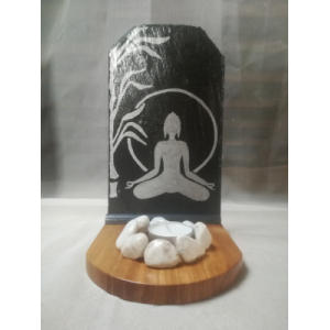 Bougeoir zen en bois et ardoise bouddha -arge