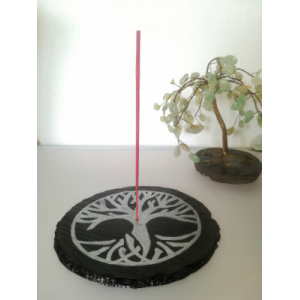 Porte-encens en ardoise - arbre vie / argent