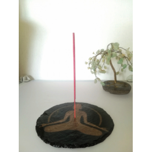 Porte-encens en ardoise - bouddha / bronze