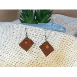 Boucles d'oreilles en bois de if et résine