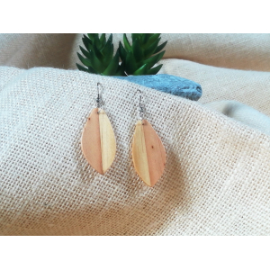 Boucles d'oreilles ovales en bois multi-esse