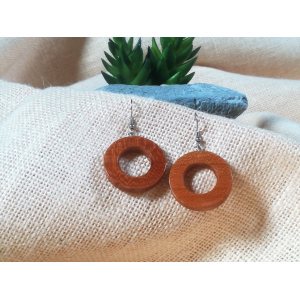 Boucles d'oreilles ronde en bois hêtre foncé