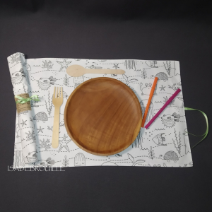 Set de table à colorier lavable annimeaux mer