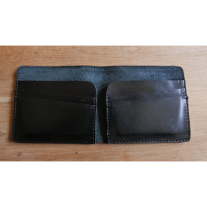 Porte-carte en cuir noir brillant