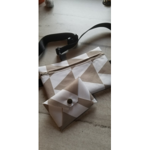 Pochette ventrale pour portable taupe/blanc
