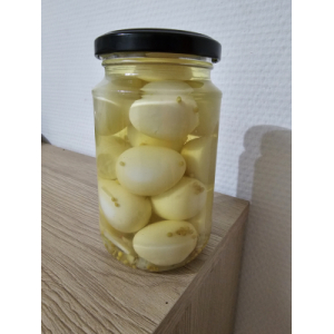 Verrine d'œufs de caille au vinaigre de cidre