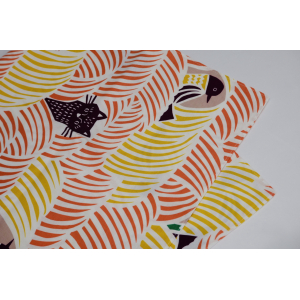 Furoshiki chats et oiseaux rose 2023 70 cm