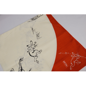 Furoshiki fenêtre ronde rouge lapin 70cm