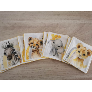 Carrés lavables 'animaux savane'
