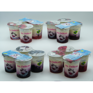 Yaourt brassé sur lit framboise et aromatisé