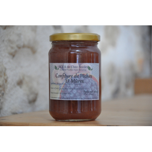 Confiture pêche / mûres - bocal 360 gr