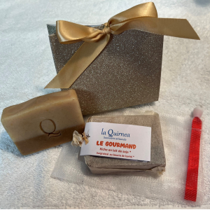 Pochon cadeau le gourmand+ sachet fleur douch