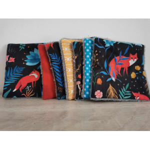 Carrés lavables 'renard rouge'