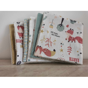 Grands carrés lavables 'renard forêt'