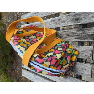 Lunch bag fleuri sangle jaune