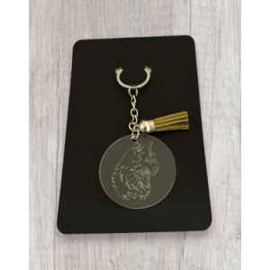 Porte clé gravé tansparent chat