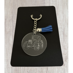 Porte clé gravé tansparent tracteur