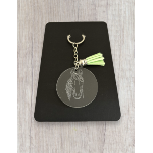 Porte clé gravé tansparent cheval