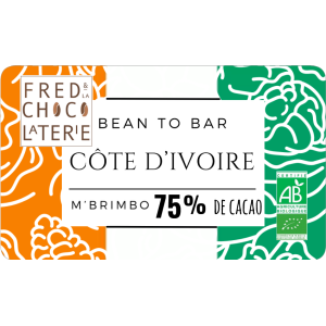 Chocolat 'bean to bar' de côte d'ivoire 75%