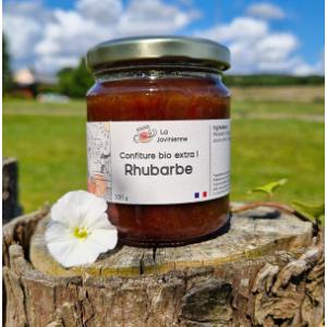 Confiture bio de rhubarbe fleurs de sureau