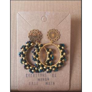 Boucles d'oreilles tissées noir et doré